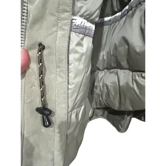 Vtg 90s Fieldmaster Jacket Mens Med Tan Barn Chore Coat Quilt Down Lined Leather - Picture 16 of 16